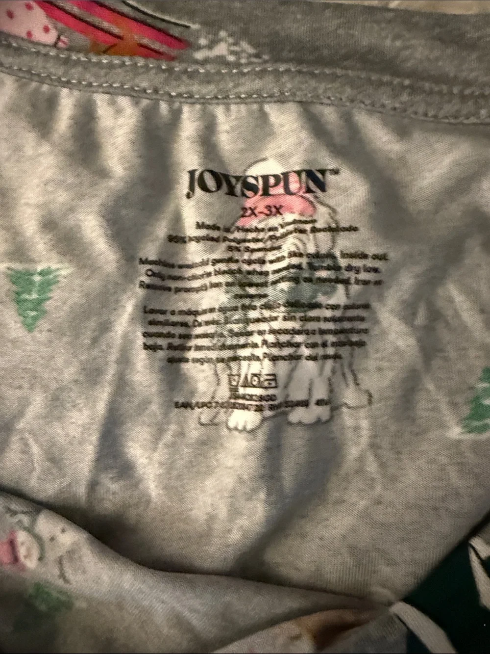 Woman’s Holiday Pajama Set - Green and Gray, Cute Print both have pockets!